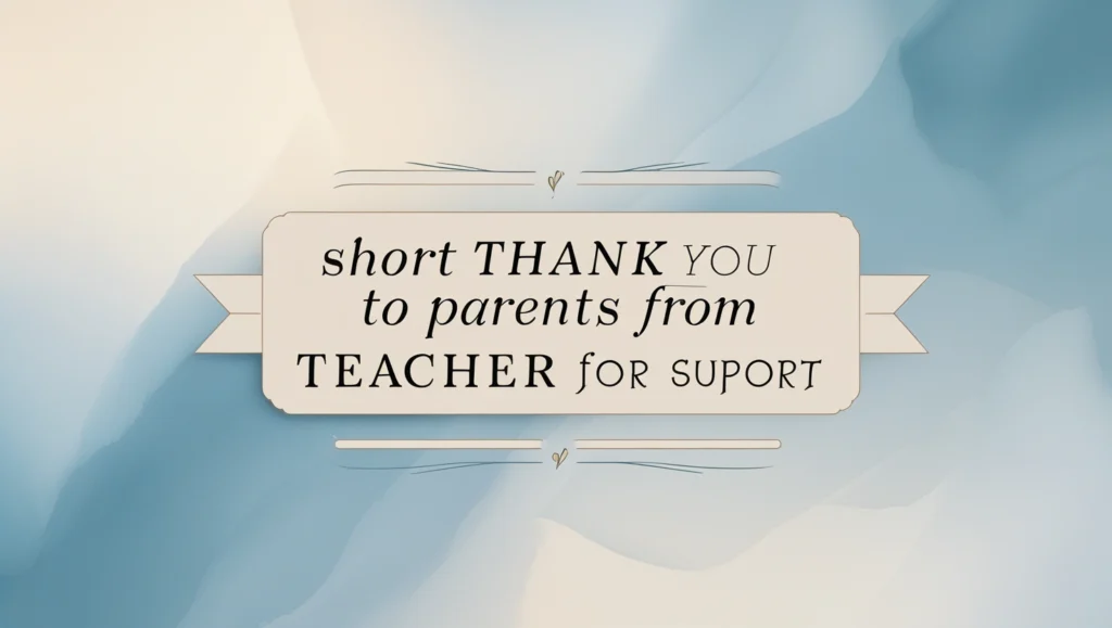 Short Thank You Note to Parents from Teacher for Support