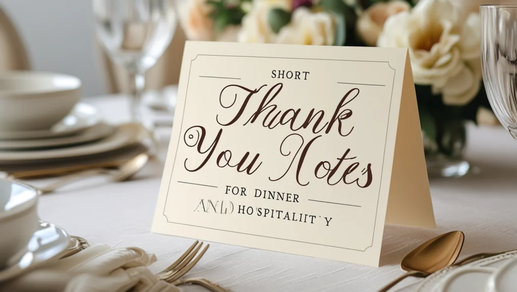 Short Thank You Notes for Dinner and Hospitality