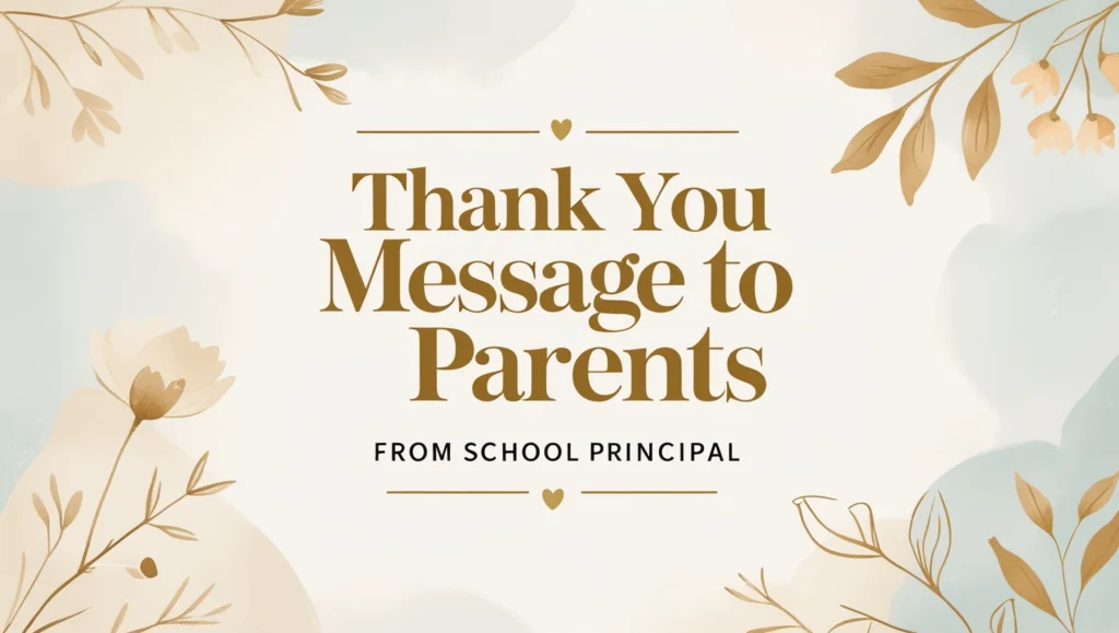 Thank You Message to Parents from School Principal