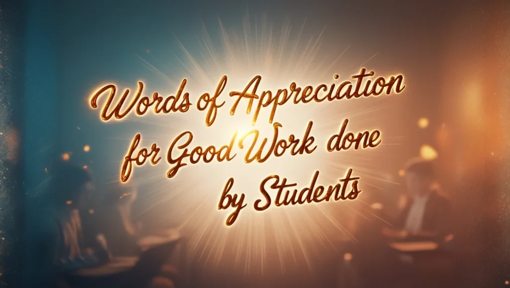 Words of Appreciation for Good Work Done by Students
