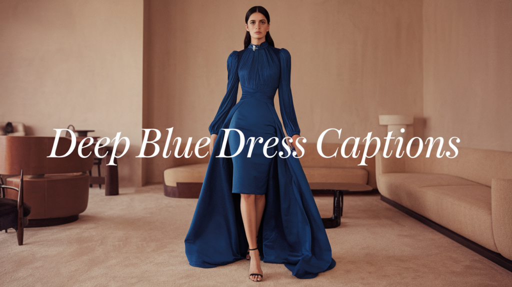 Deep Blue Dress Captions