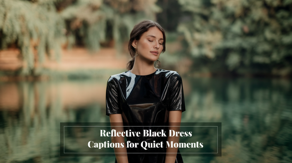 Reflective Black Dress Captions for Quiet Moments